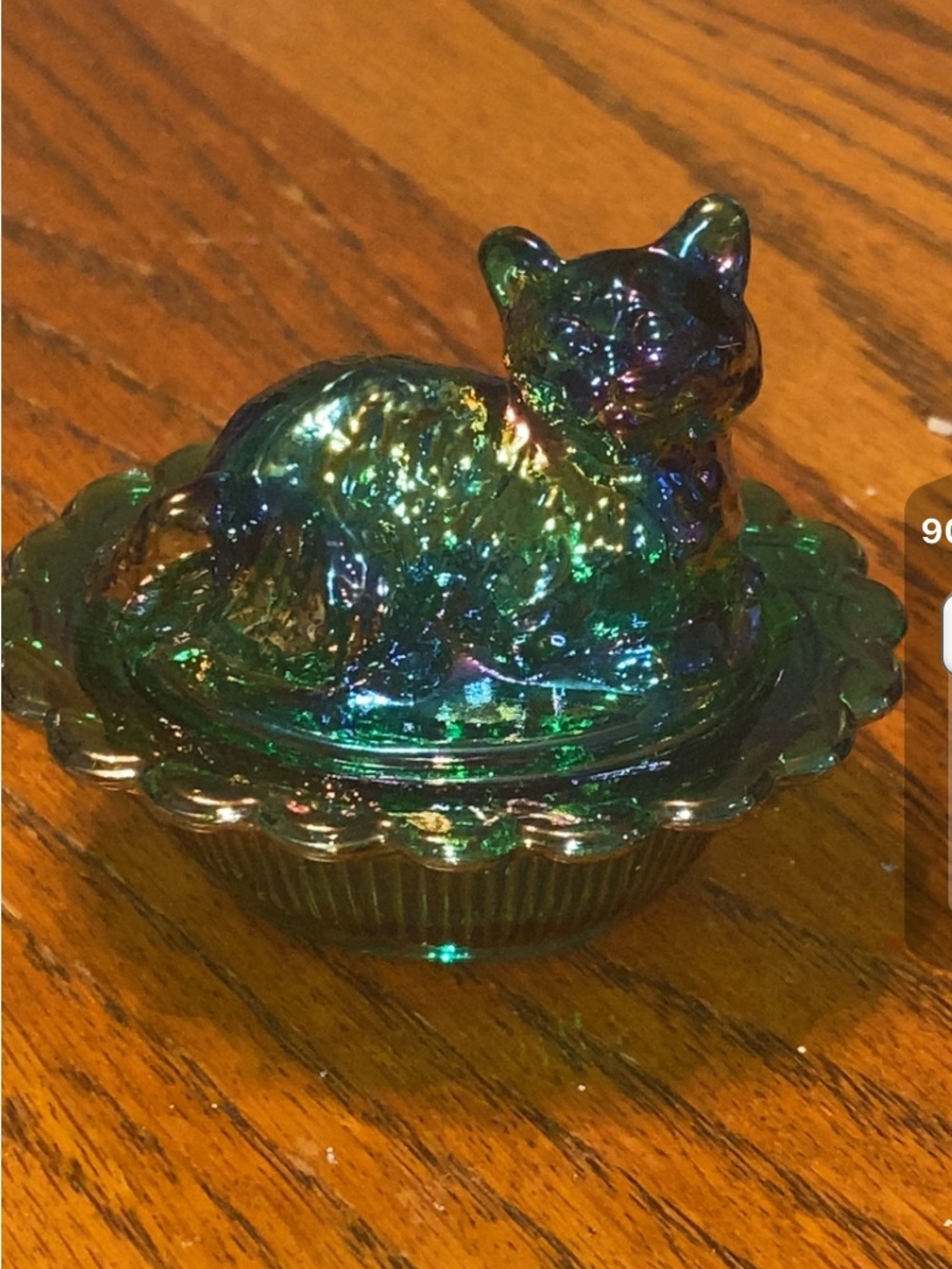 Oil Slick Cat Glass Salt Cellar